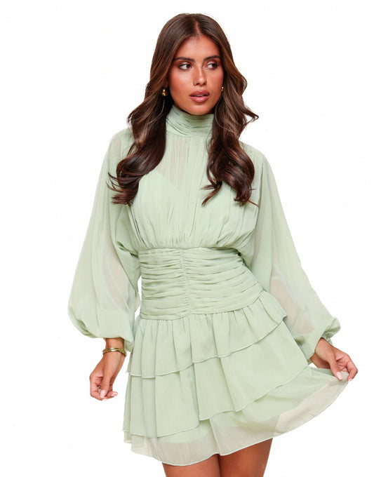 Lichtgroene Vloeiende - Jurk - Olivia & Kate