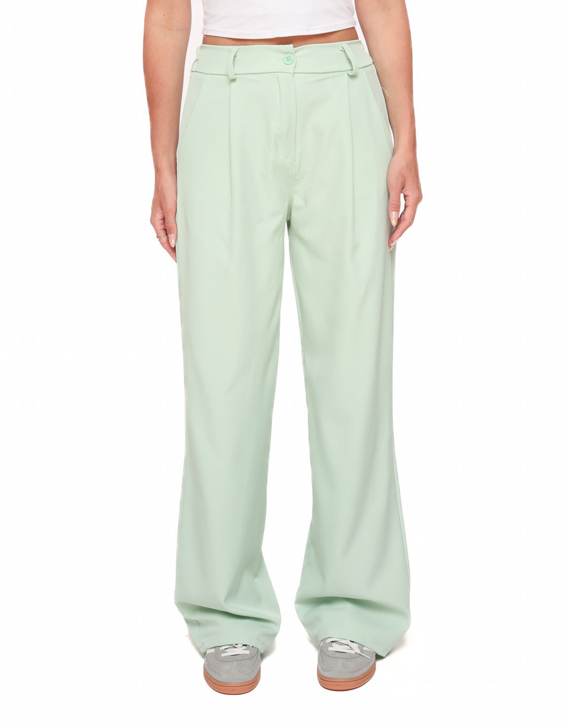 Mintgroene Moderne Elastiek Band - Pantalon - Olivia & Kate