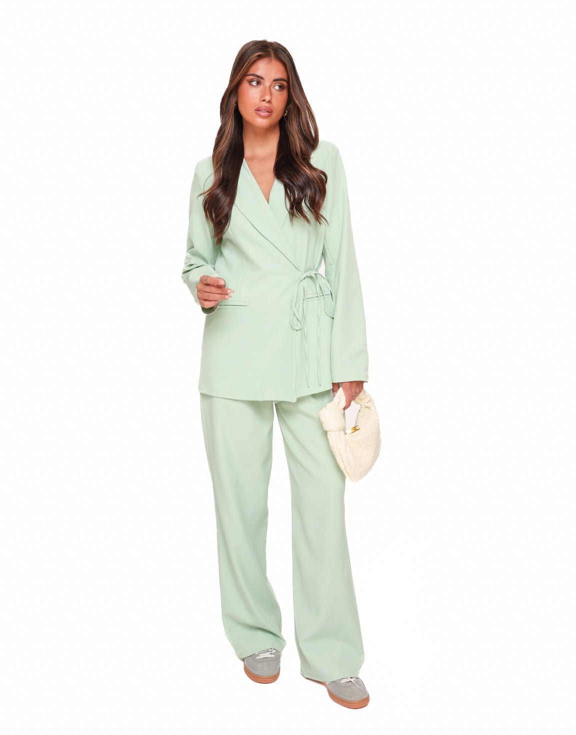 Mintgroene Moderne Elastiek Band - Pantalon - Olivia & Kate