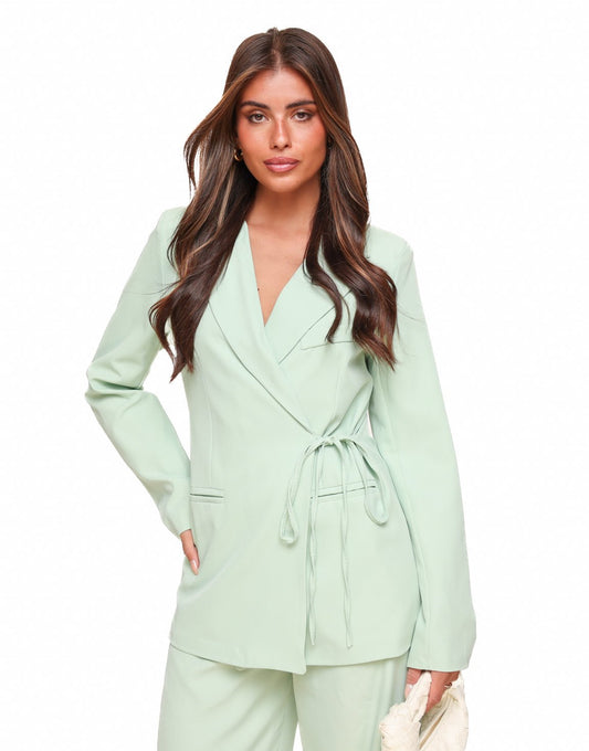 Mintgroene Moderne Wikkel - Blazer - Olivia & Kate