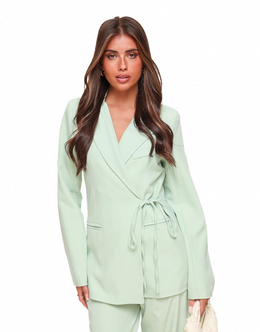 Mintgroene Moderne Wikkel - Blazer - Olivia & Kate
