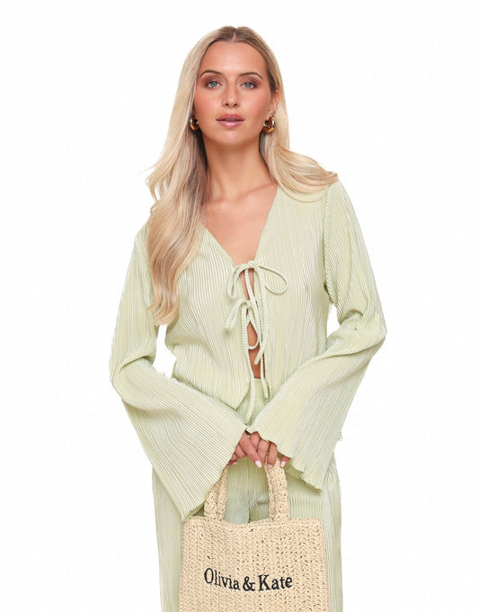 Mintgroene Plisse Wikkel - Top - Olivia & Kate