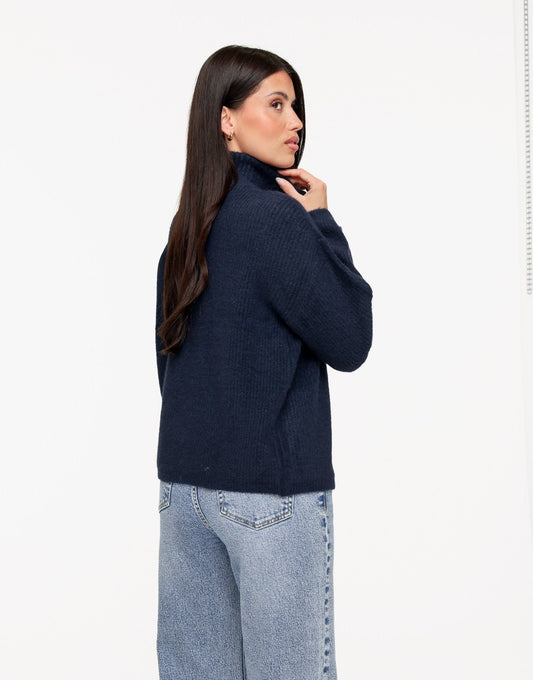 Navy Gebreide Rits - Vest - Olivia & Kate