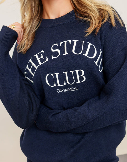 Navy Gebreide The Studio Club - Trui - Olivia & Kate