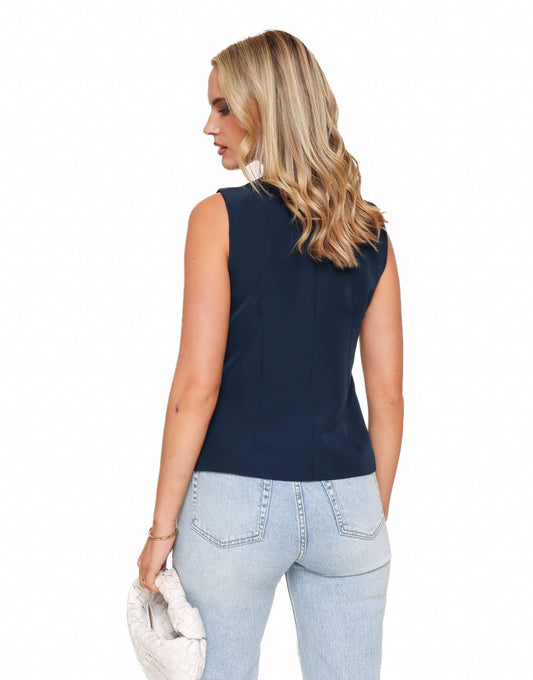 Navy Hoge Knopen - Gilet - Olivia & Kate