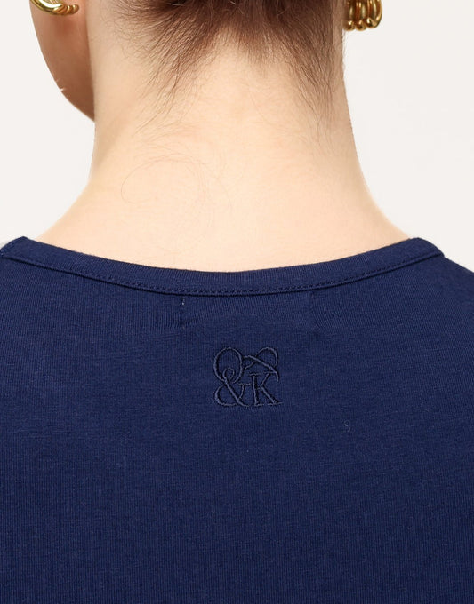 Navy O&K Basic Cropped SS - Top - Olivia & Kate