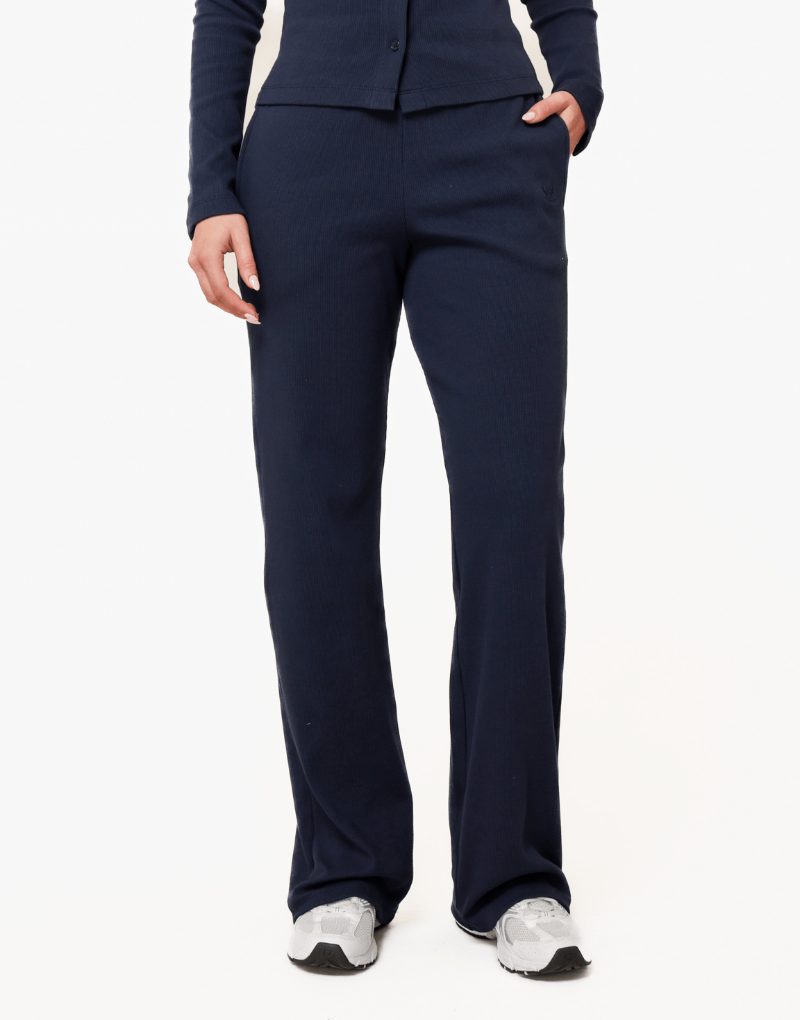 Navy Ribbel Lange Lounge - Broek - Olivia & Kate