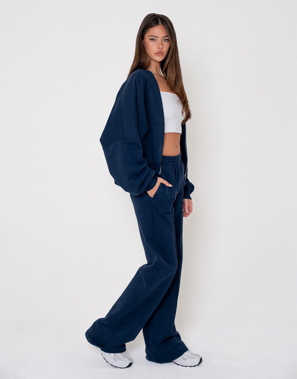 Navy Wijde Naden Jogging - Broek - Olivia & Kate