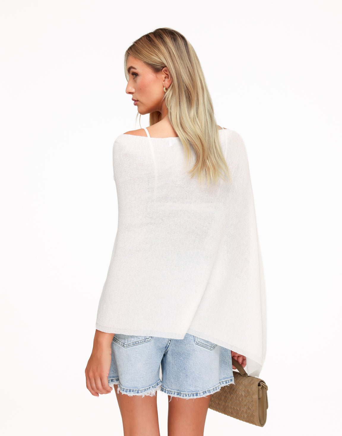 Off White Off Shoulder Gebreide Cape - Top - Olivia & Kate