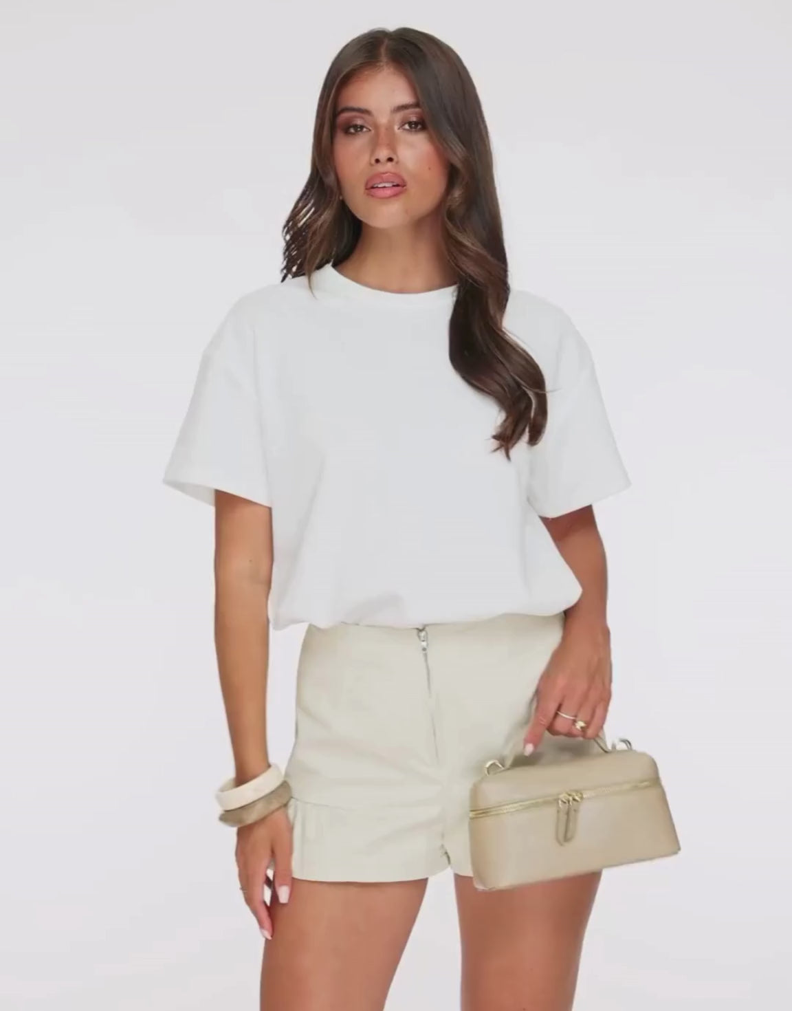 Beige Petite Rits Ruffel - Short