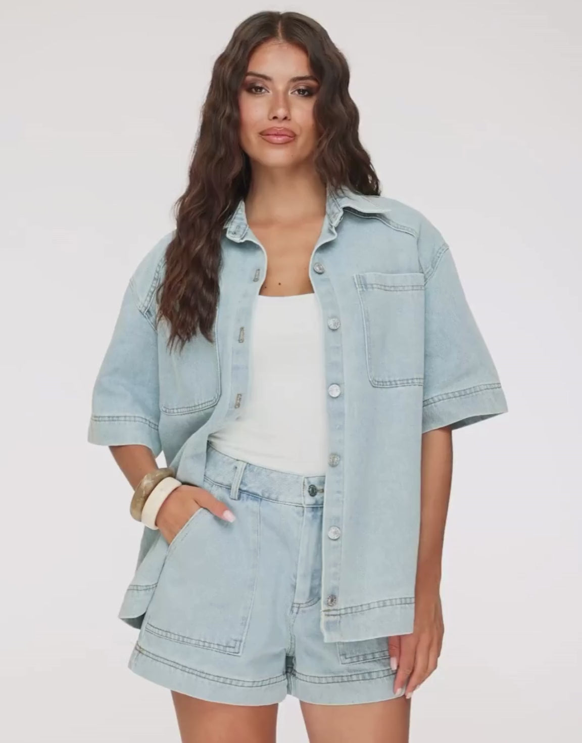 Lichtblauwe Denim - Short