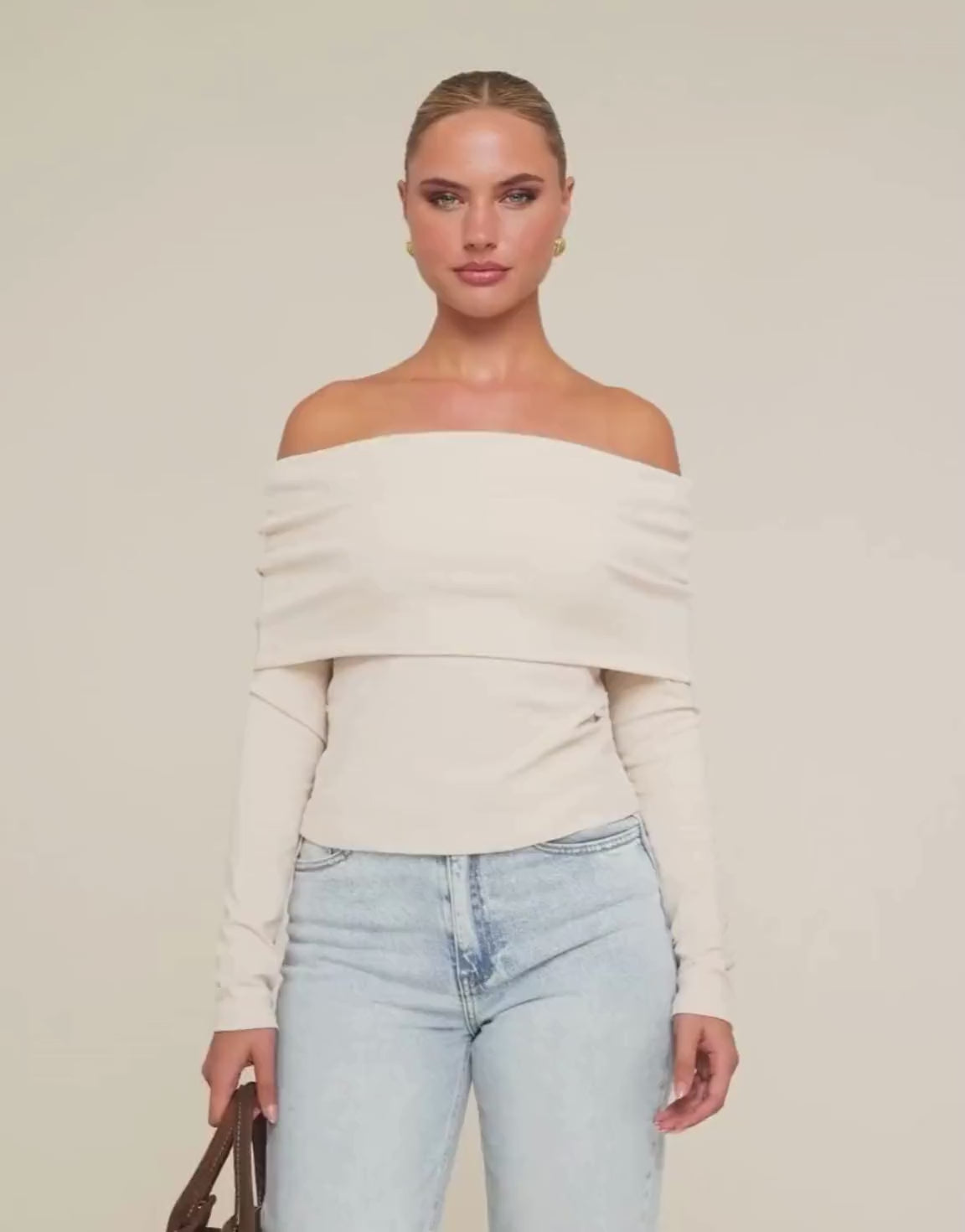 Beige Off Shoulder - Top