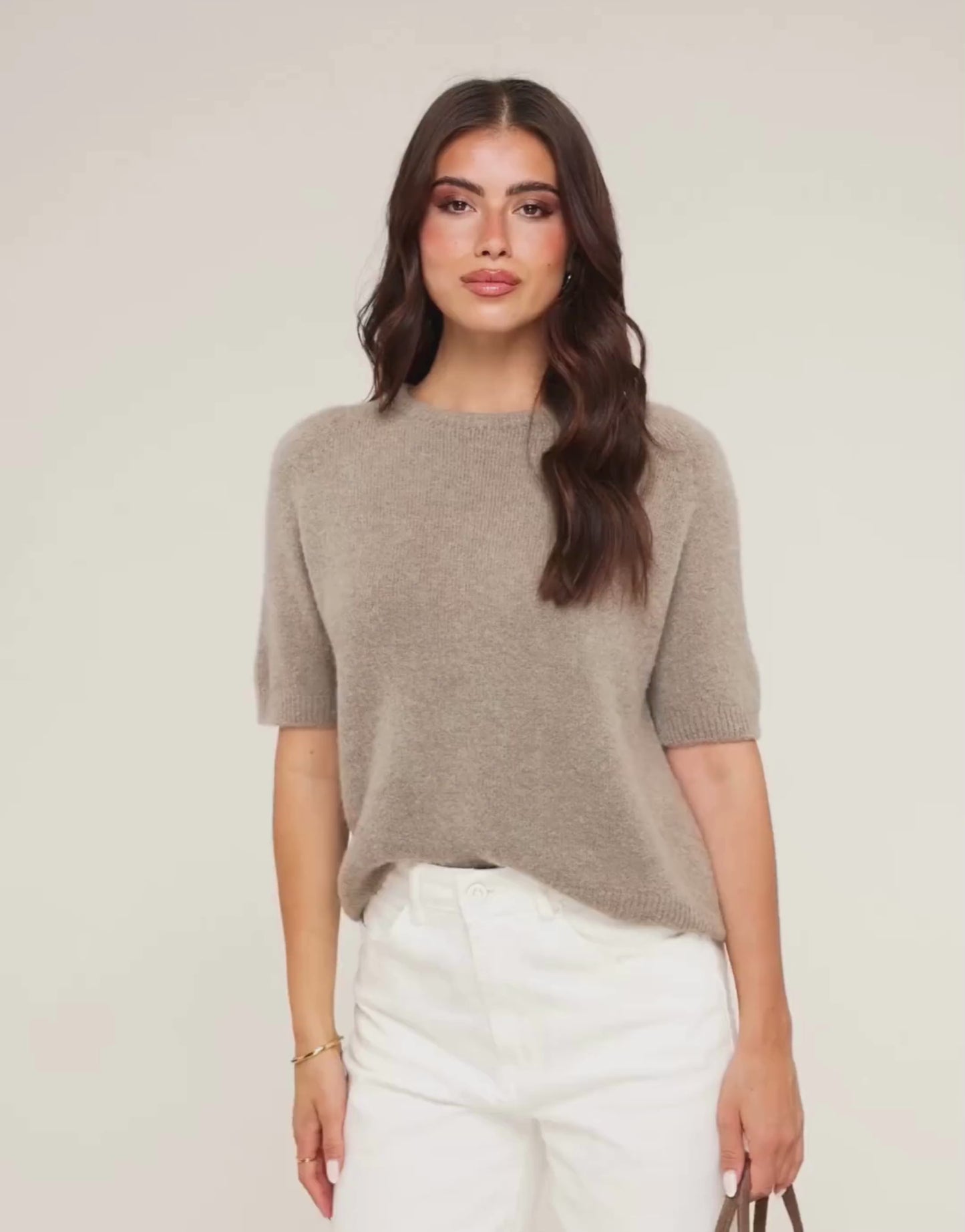 Taupe Basic Fluffy SS - Top