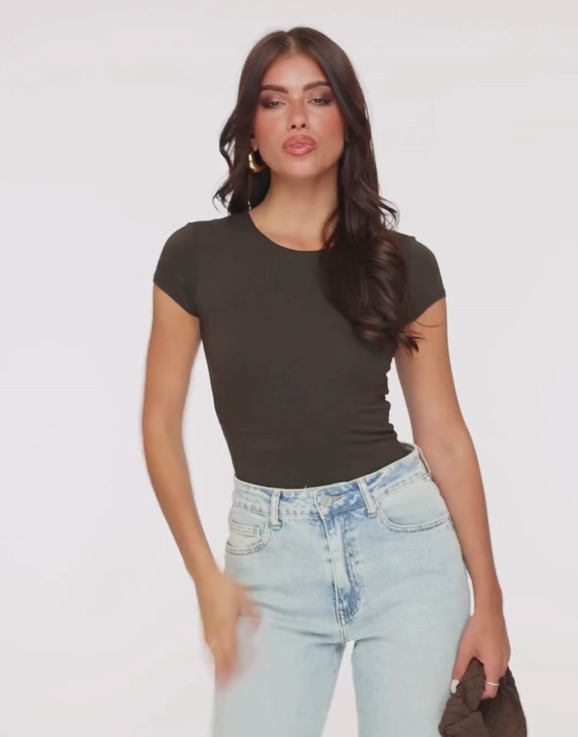 Donkerbruine Basic SS - Top