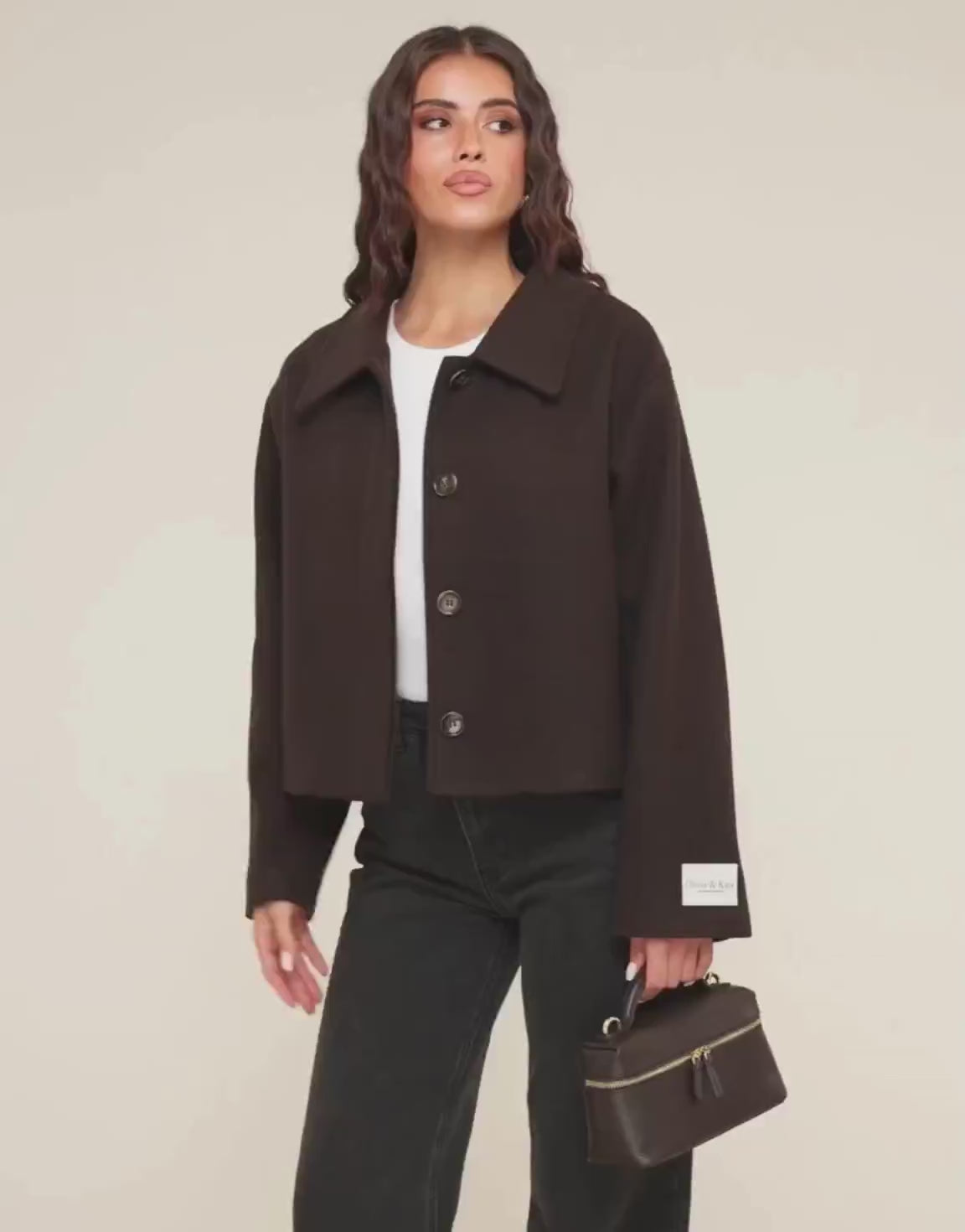 Bruine Korte Studio Coat - Jas