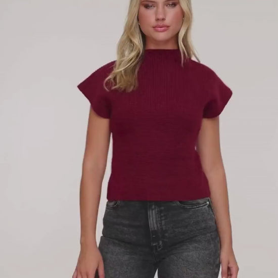 KLEDING-BURGUNDY-RODE-STEVIGE-GEBREIDE-SPENCER-TOP

