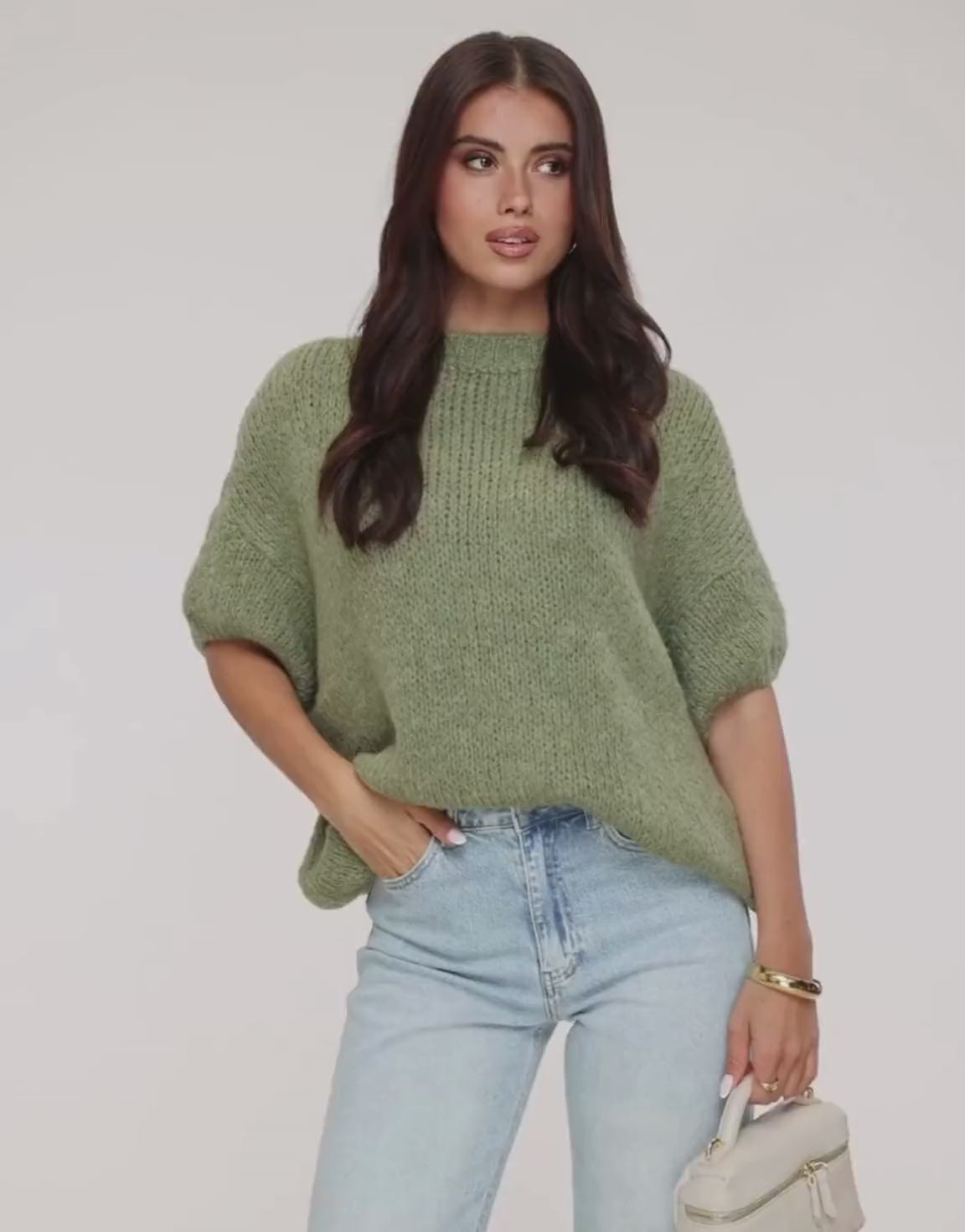 KLEDING-ARMY-GROENE-GEBREIDE-WOLLEN-TRUI

