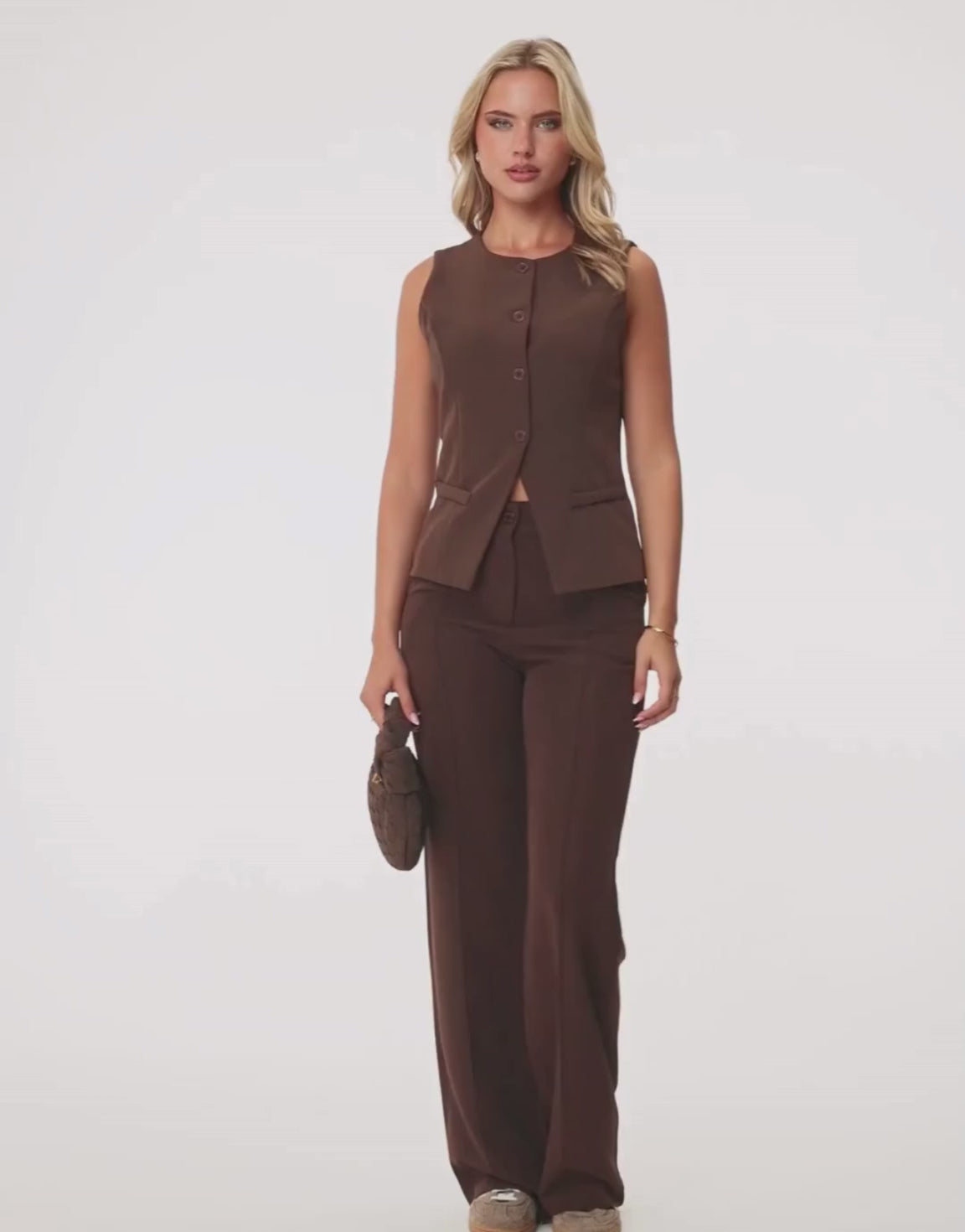 Donkerbruine Basic Rechte - Pantalon