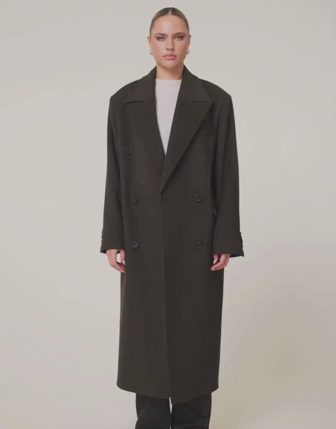 Donkerbruine  Premium Lange Wollen - Jas