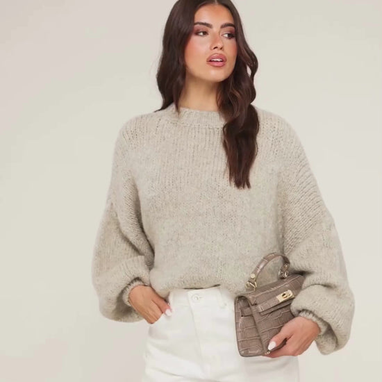 KLEDING-TAUPE-WOLLEN-GEBREIDE-TRUI

