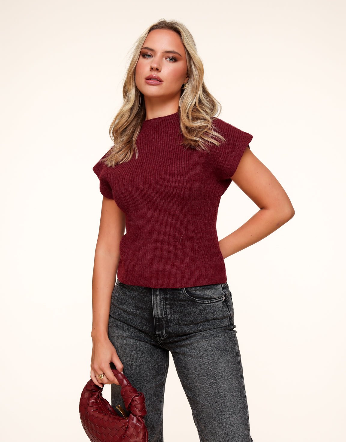 Rode Gebreide Stevige Spencer - Top - Olivia & Kate