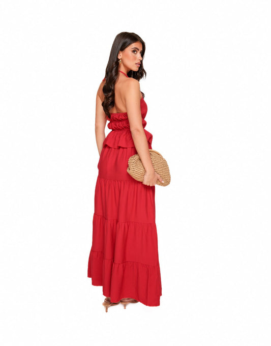 Rode Getailleerde Maxi - Set - Olivia & Kate