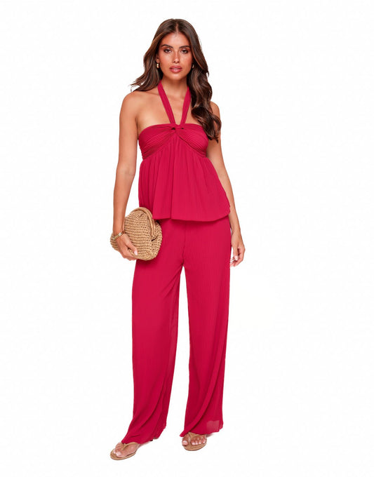 Rode Plissé - Top - Olivia & Kate