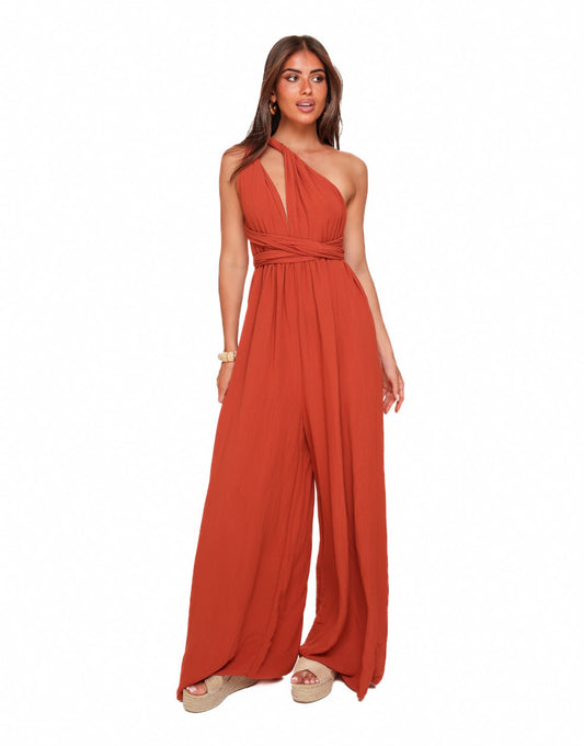 Rust Tall Lurex Halter - Jumpsuit - Olivia & Kate