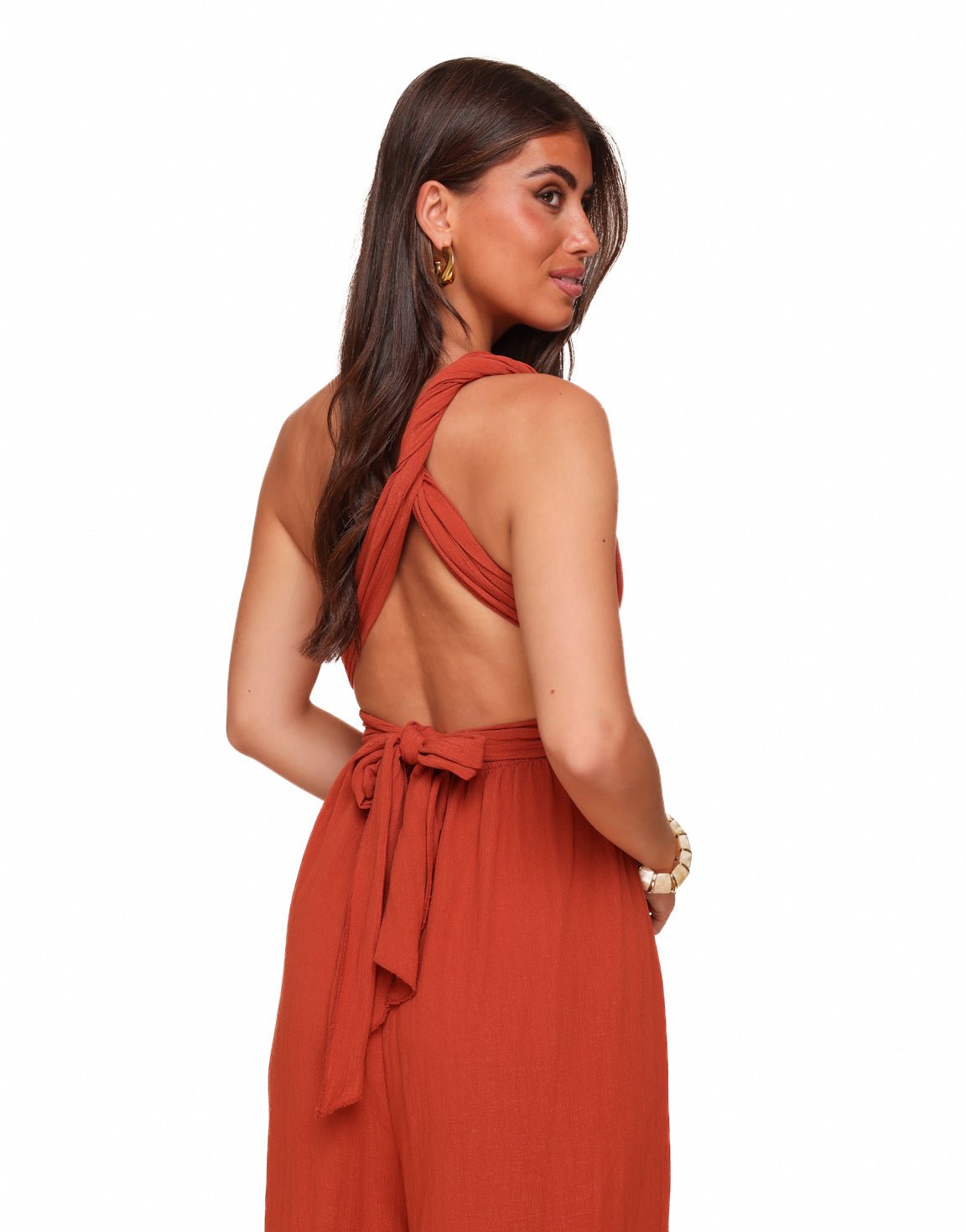 Rust Tall Lurex Halter - Jumpsuit - Olivia & Kate