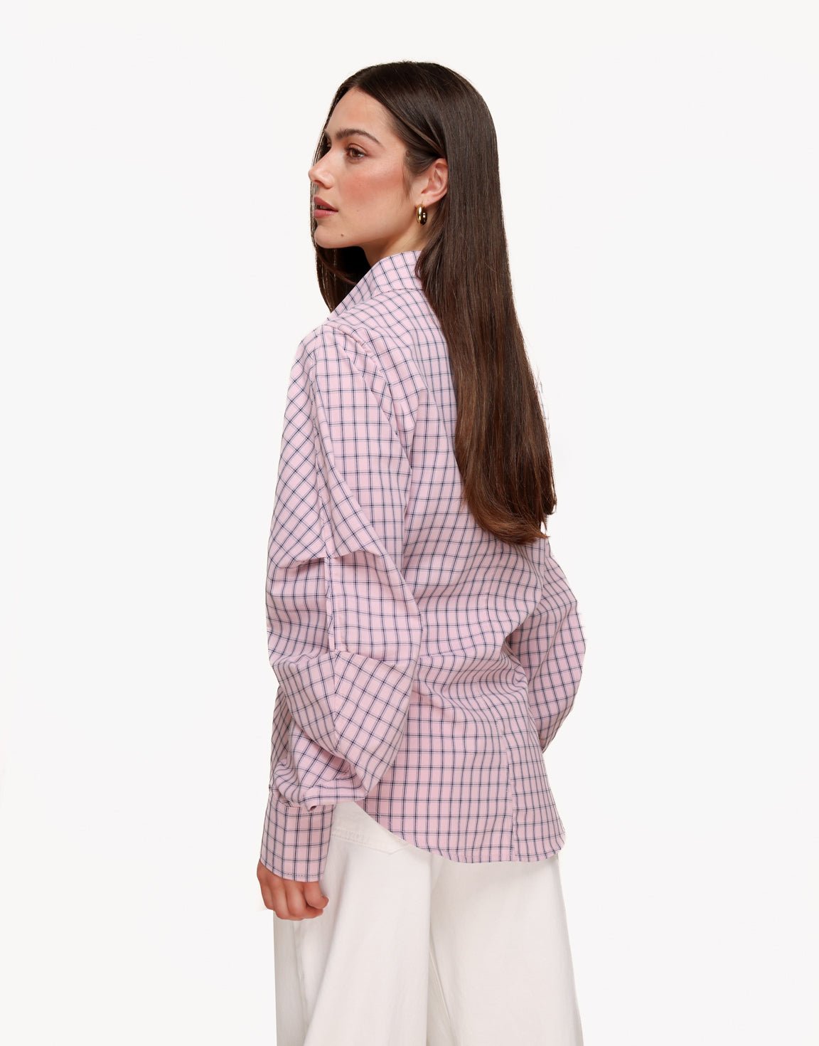 Roze Getailleerde Ruiten - Blouse - Olivia & Kate