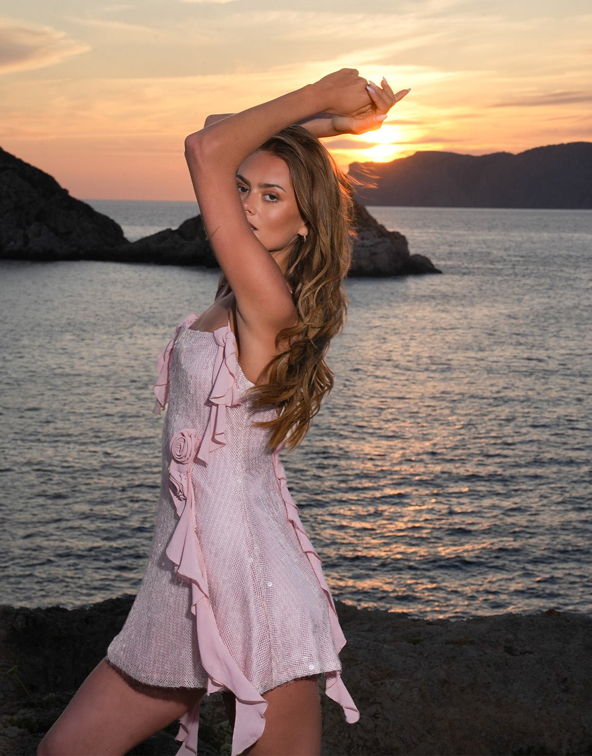 Roze Pailletten Rozen - Jurk - Olivia & Kate