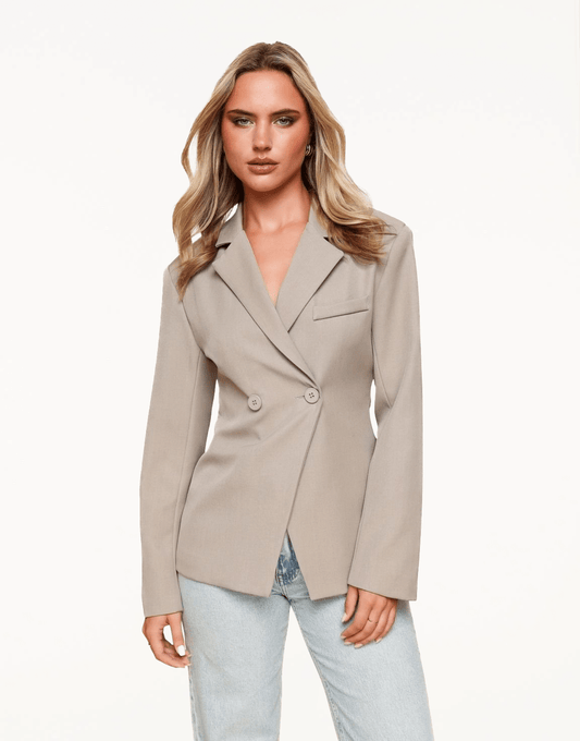 Taupe Classic Getailleerde - Blazer - Olivia & Kate