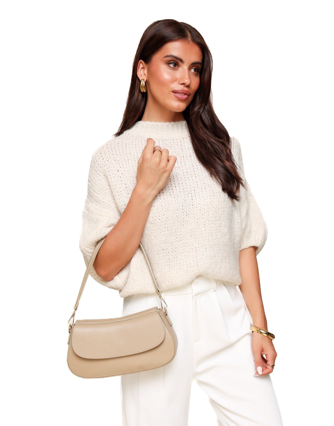 Taupe Elegante leren - Tas - Olivia & Kate