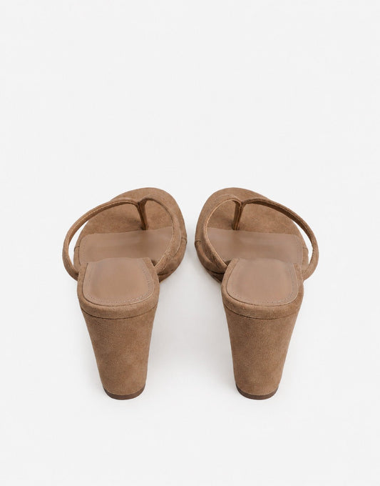 Taupe Faux Suede Slipper Slee - Hak - Olivia & Kate