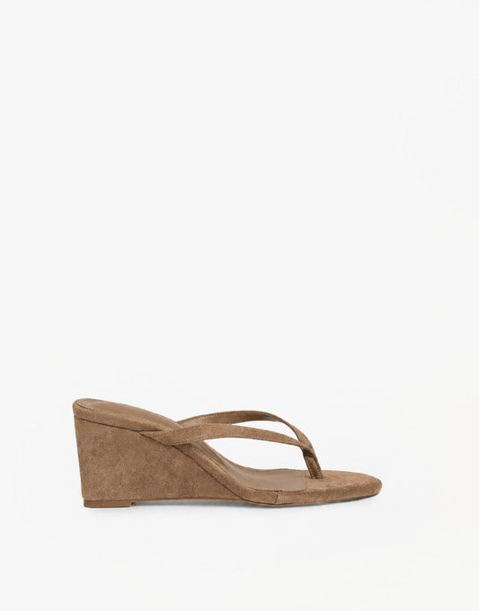 Taupe Faux Suede Slipper Slee - Hak - Olivia & Kate