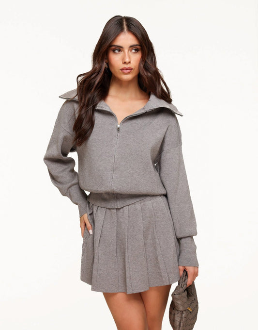 Taupe Gebreide Hoge Kraag - Vest - Olivia & Kate