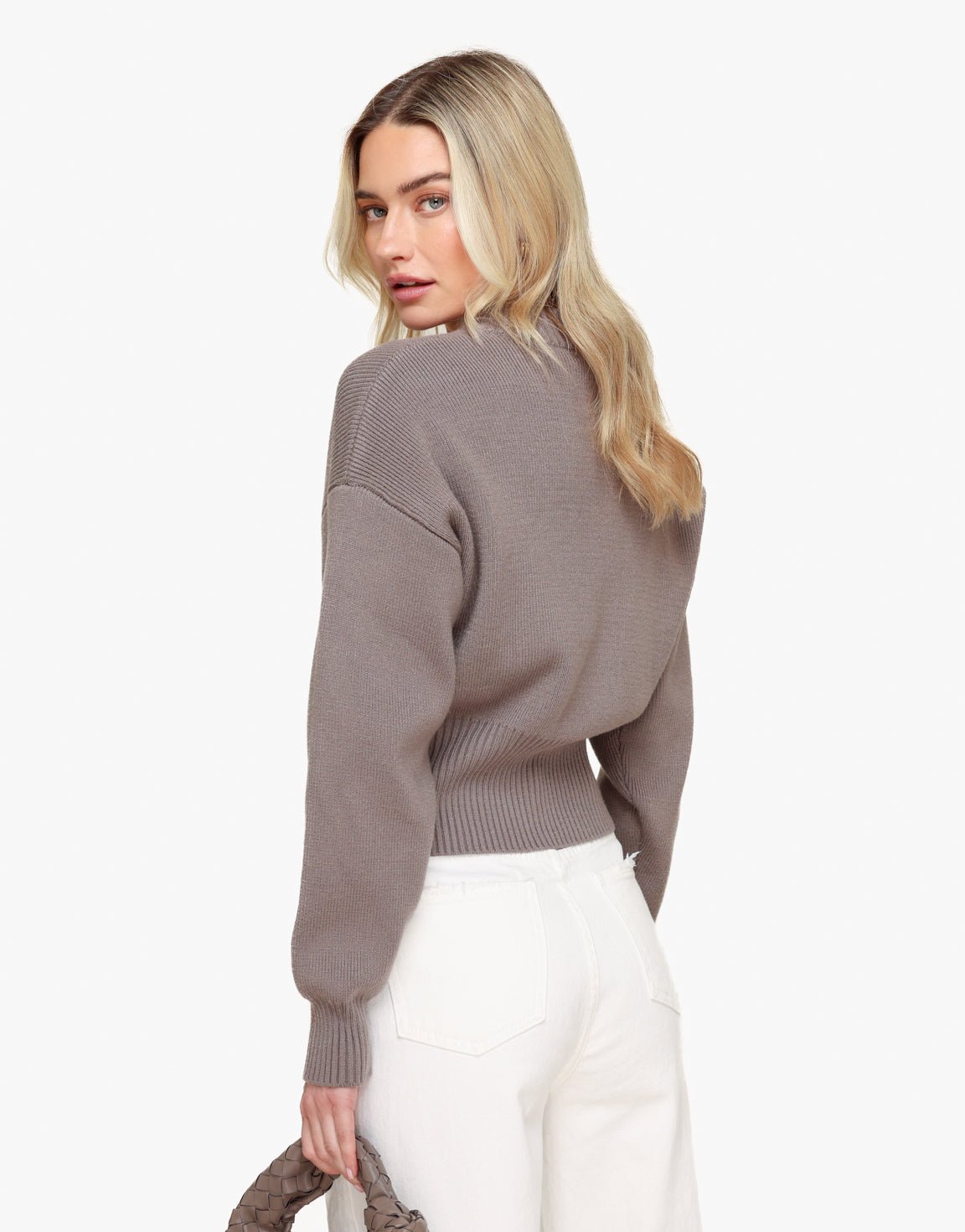 Taupe Gebreide Rits - Vest - Olivia & Kate