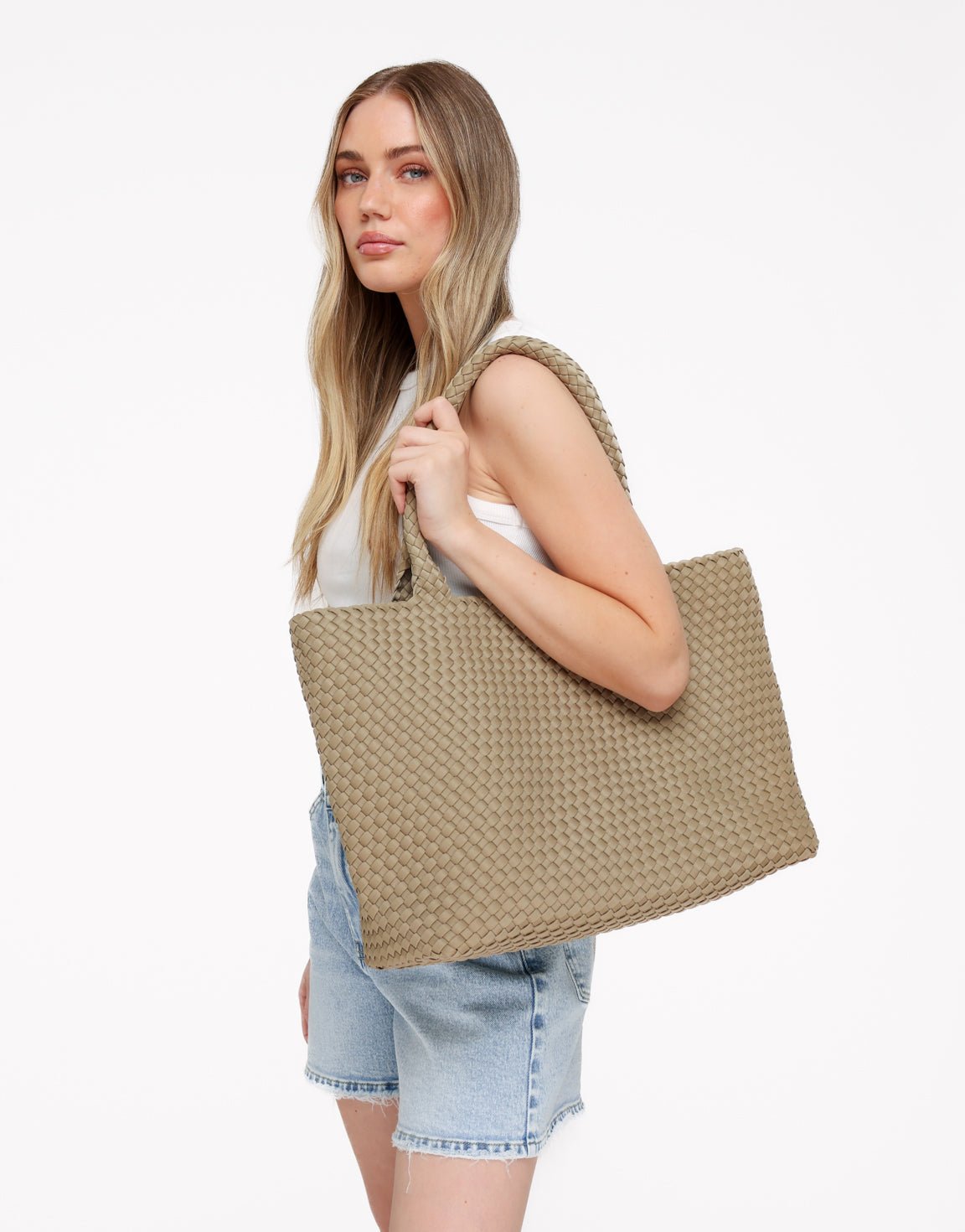 Taupe Grote Gevlochten - Tas - Olivia & Kate