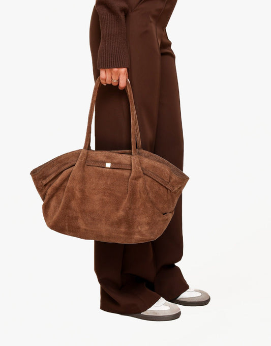 Taupe Grote Suede Shopper - Tas - Olivia & Kate