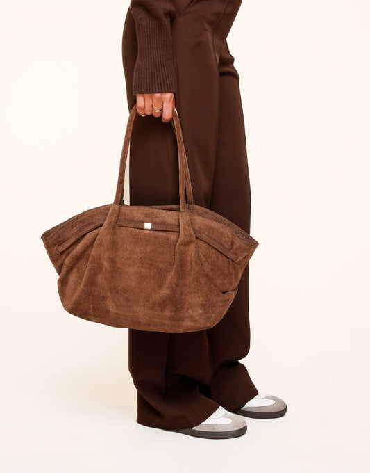 Taupe Grote Suede Shopper - Tas - Olivia & Kate
