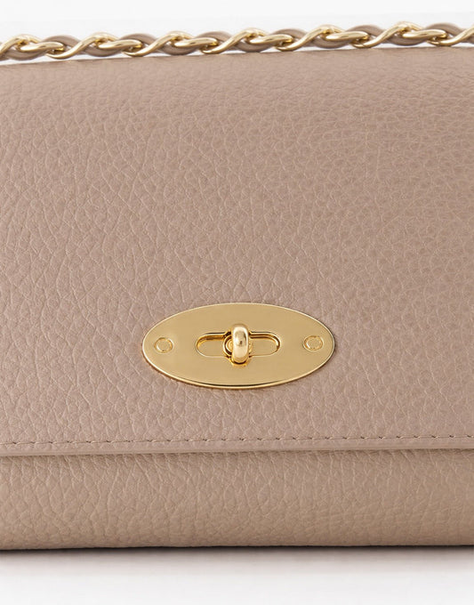 Taupe Leren Crossbody - Tas - Olivia & Kate