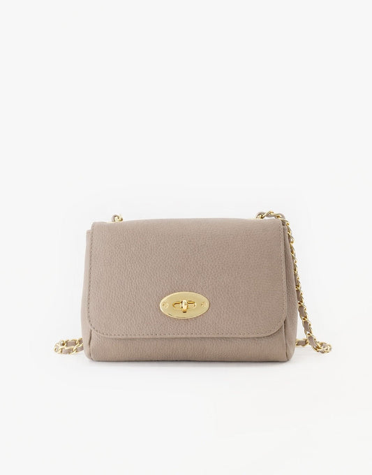 Taupe Leren Crossbody - Tas - Olivia & Kate
