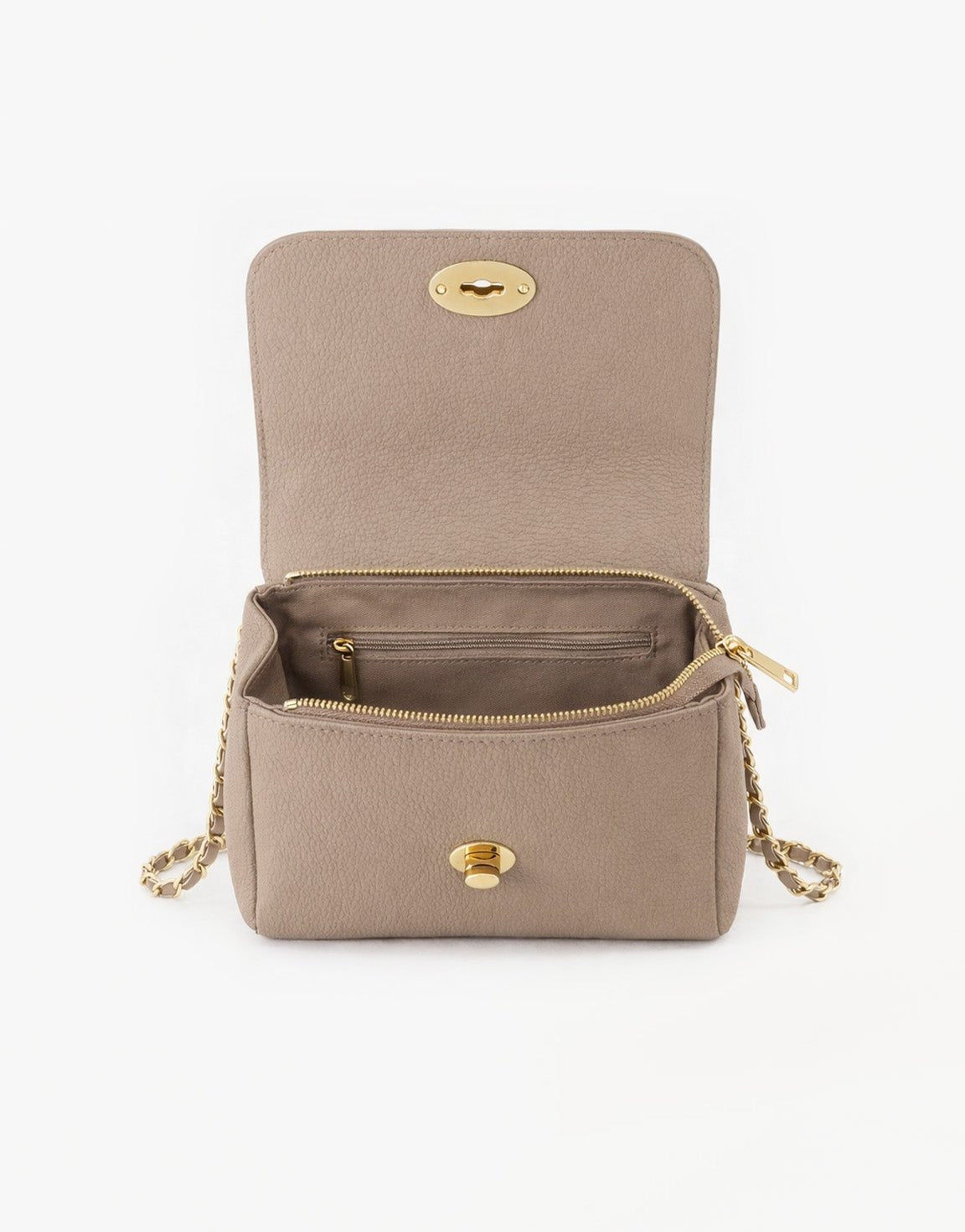 Taupe Leren Crossbody - Tas - Olivia & Kate
