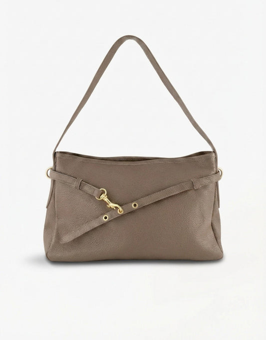 Taupe Leren Vierkante - Tas - Olivia & Kate