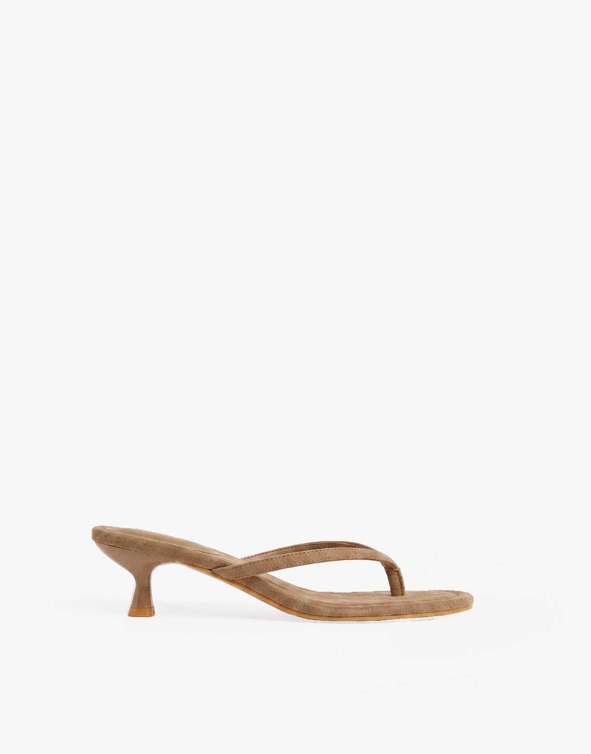 Taupe Mid Suede Hak - Teenslipper - Olivia & Kate