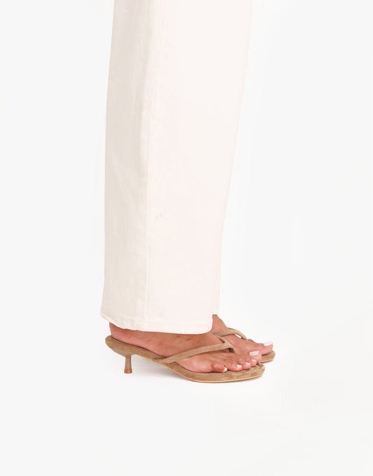 Taupe Mid Suede Hak - Teenslipper - Olivia & Kate