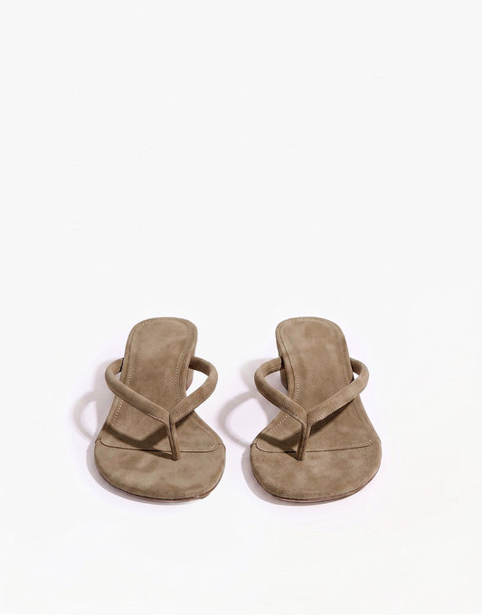 Taupe Mid Suede Hak - Teenslipper - Olivia & Kate