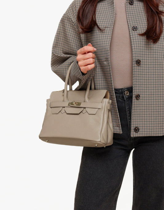 Taupe Middel Gouden Details - Tas - Olivia & Kate