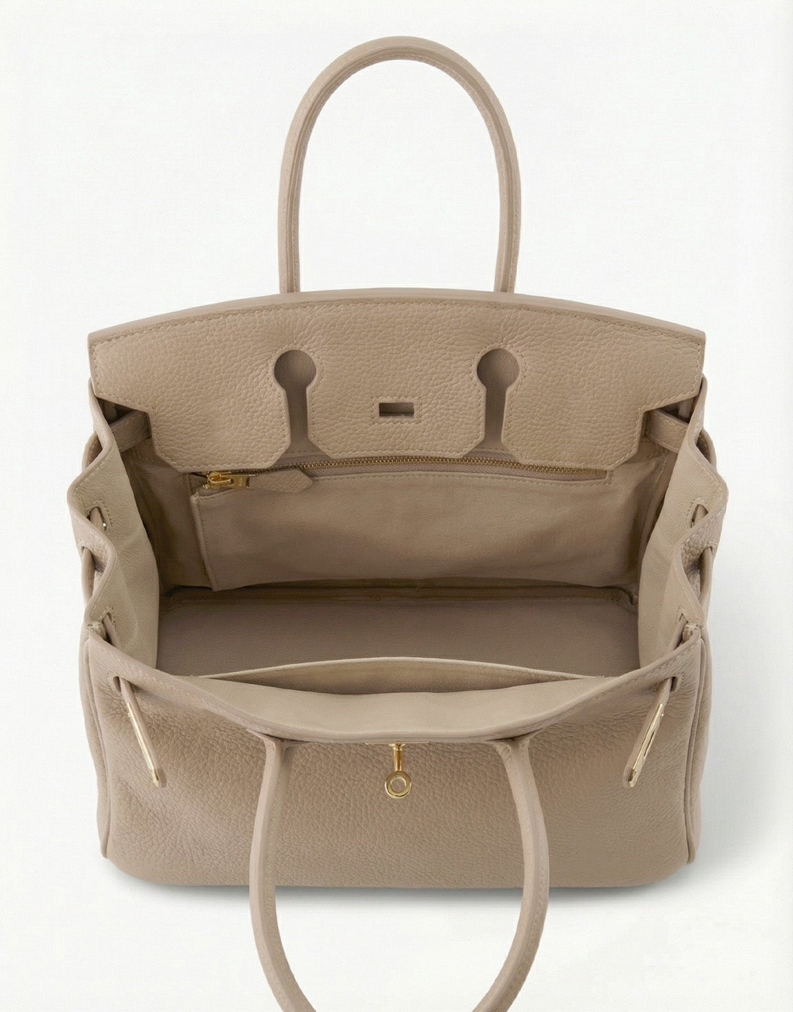 Taupe Middel Gouden Details - Tas - Olivia & Kate