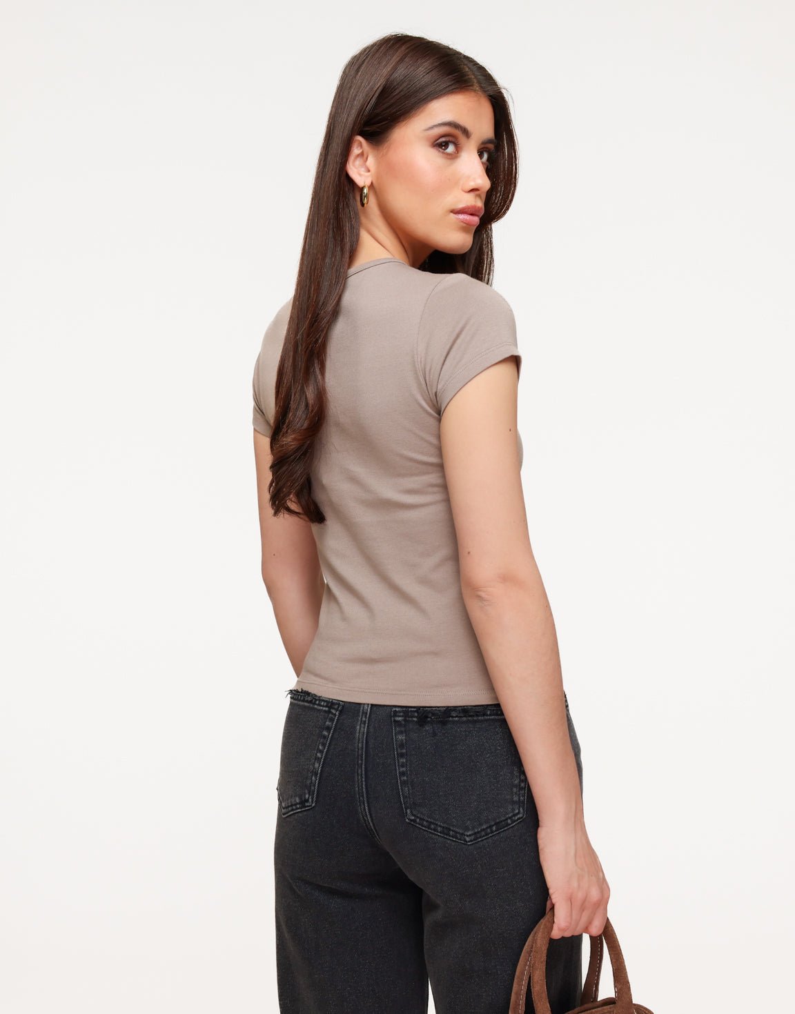 Taupe O&K Basic SS - Top - Olivia & Kate